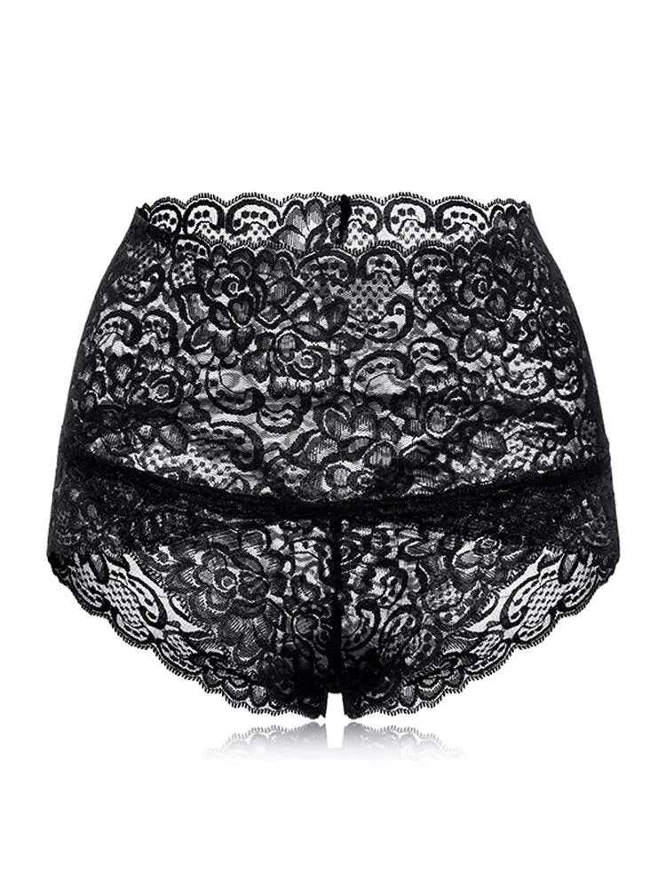 4-Pack High Waisted Lace Cotton Butt Lifter Sexy Panties