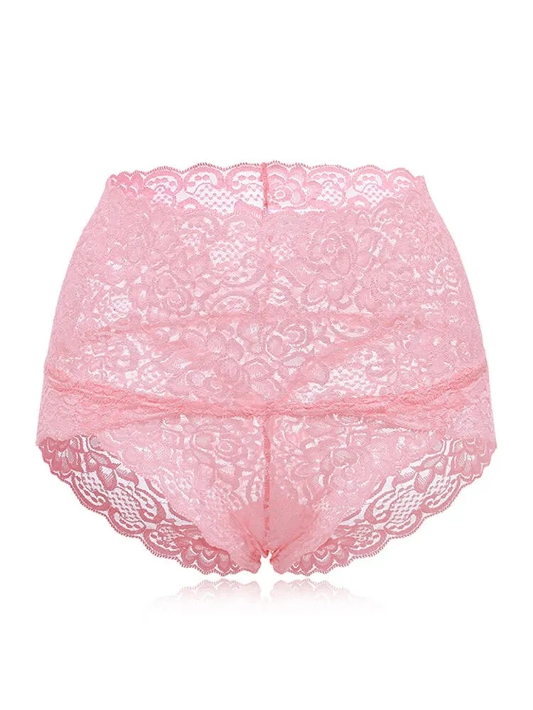 4-Pack High Waisted Lace Cotton Butt Lifter Sexy Panties
