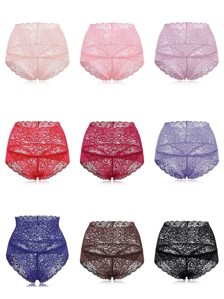 4-Pack High Waisted Lace Cotton Butt Lifter Sexy Panties