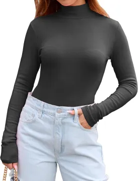 Abardsion Women's Long Sleeve Mock Turtleneck Shirts 2025 Fleece Lined Base Layer Slim Fit Thermal Underwear Tops