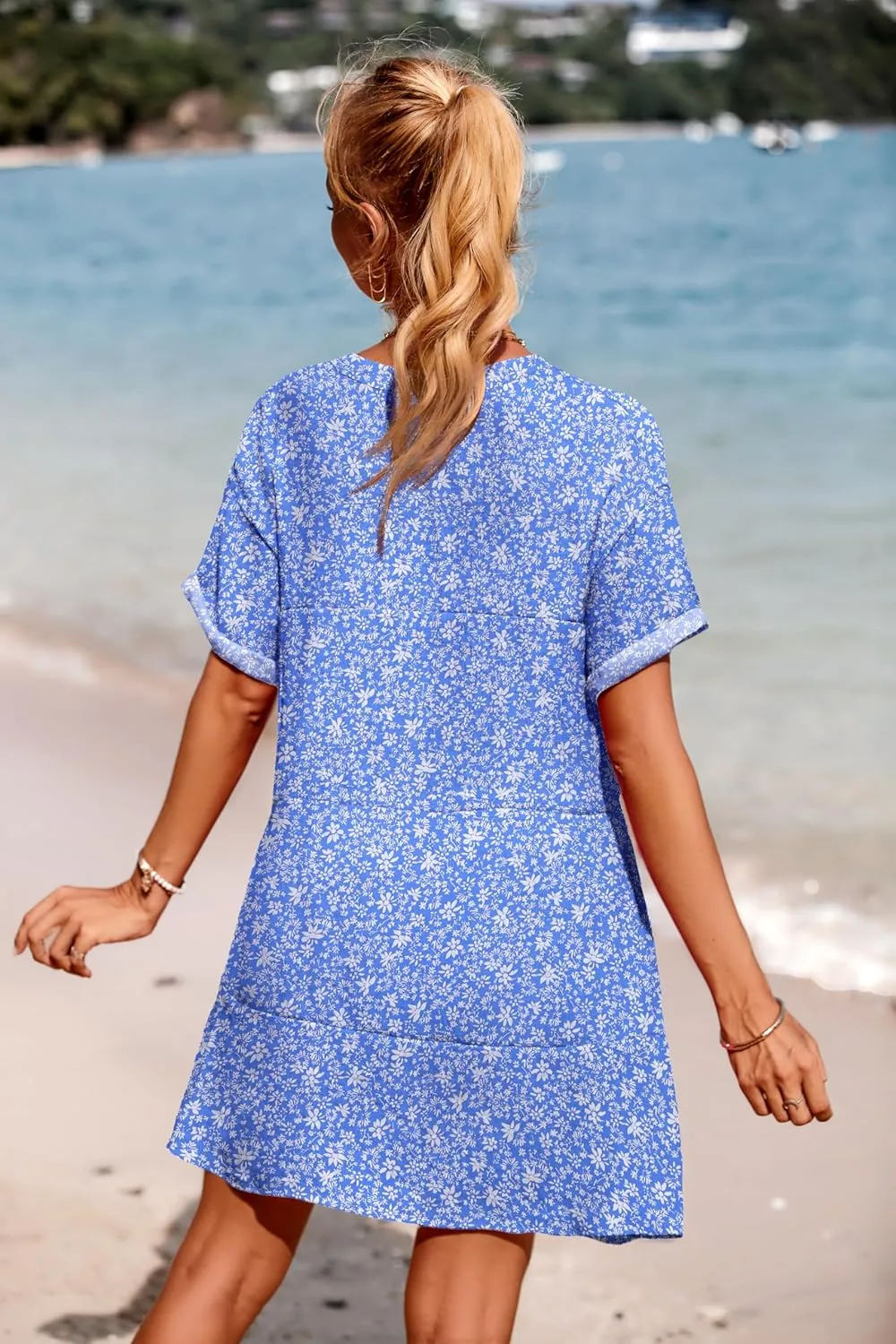 AI'MAGE Women's Swimsuit Coverups Bikini Beach Swimwear Cover Up A-line Bathing Suit Cover Up Dress with Pockets