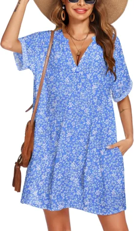 AI'MAGE Women's Swimsuit Coverups Bikini Beach Swimwear Cover Up A-line Bathing Suit Cover Up Dress with Pockets