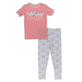Bamboo Short Sleeve Graphic Tee Pajama Set - Dew Paddles and Canoe