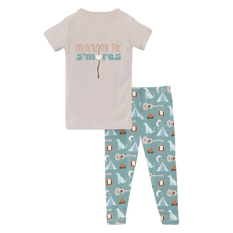 Bamboo Short Sleeve Graphic Tee Pajama Set - Jade Campfire