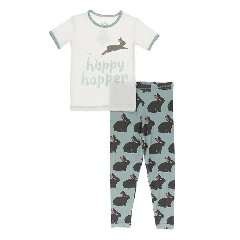 Bamboo Short Sleeve Graphic Tee Pajama Set - Jade Forest Rabbit