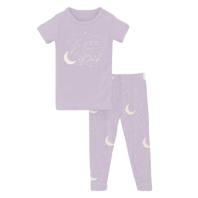 Bamboo Short Sleeve Graphic Tee Pajama Set - Thistle Starry Sky & Moon