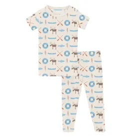 Bamboo Short Sleeve Pajama Set - Natural Lake Life
