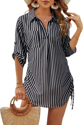 Blooming Jelly Womens Bathing Suit Cover Ups Bikini Swimsuit Coverup Drawstring Beach Dress Shirt