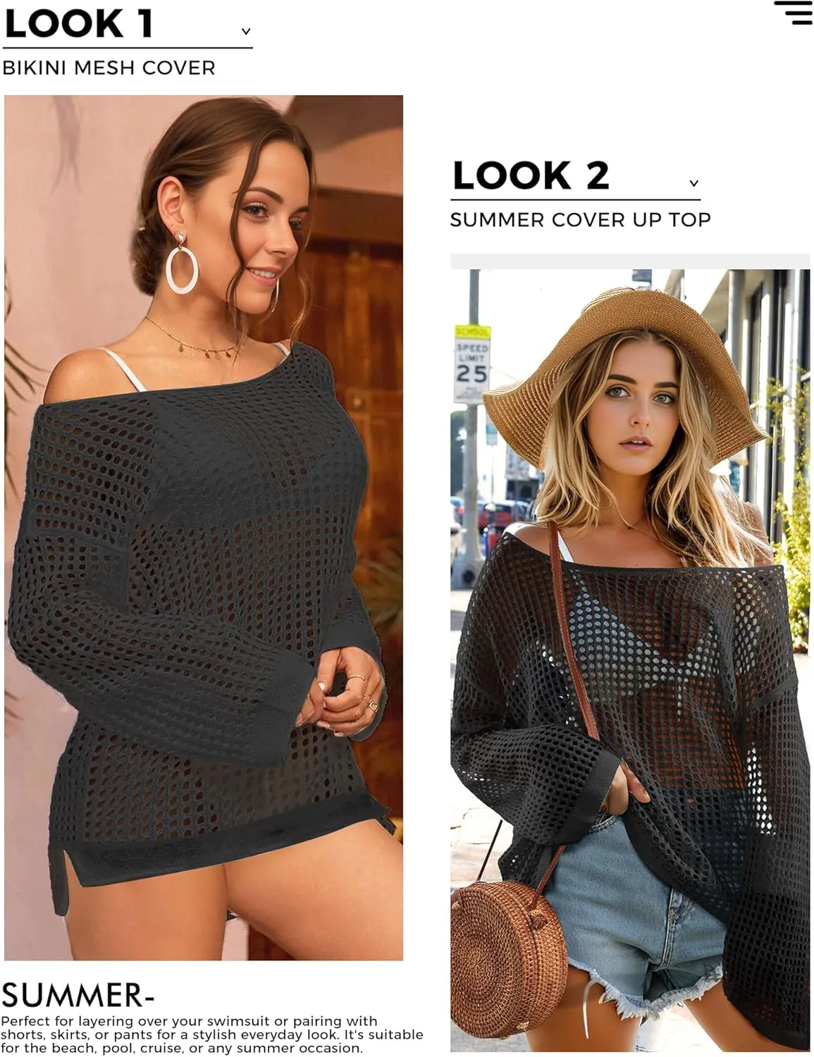 Buauty Women's Swimsuit Crochet Cover Up | Bathing Suit Swimwear Short Sleeve Knit Beach Dress Summer Vacation Outfits