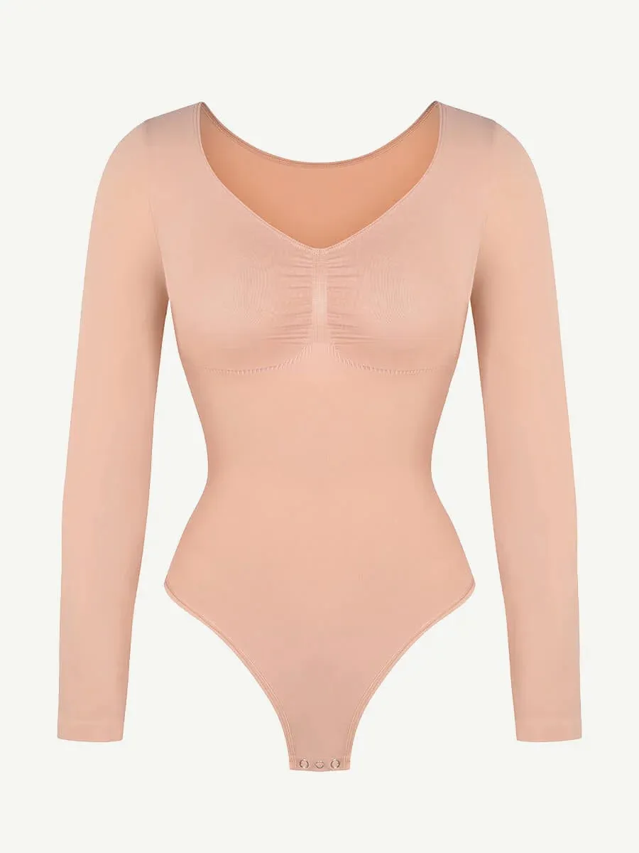 Classic Fit V Neck Long Sleeve Bodysuit