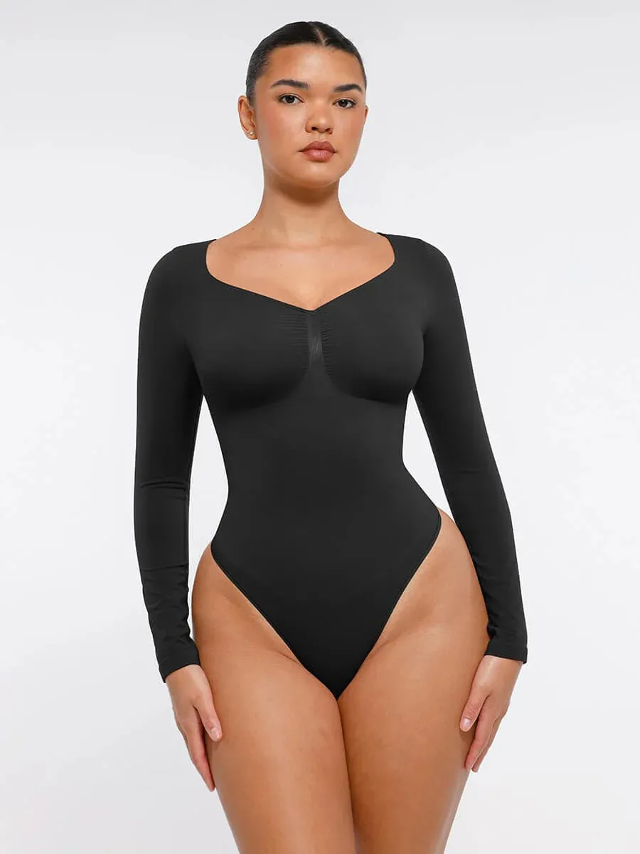 Classic Fit V Neck Long Sleeve Bodysuit
