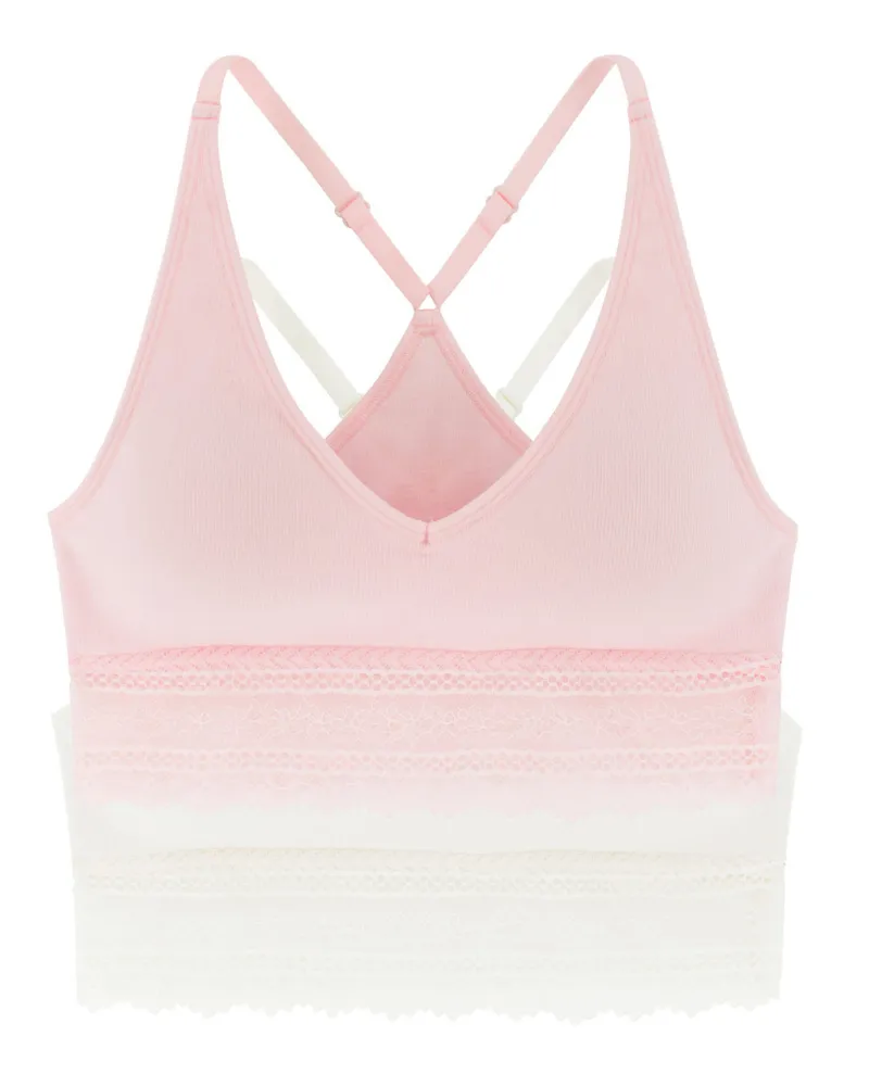 Dorina Dahlia Pink & Ivory Wire Free Bralette 2 Pack