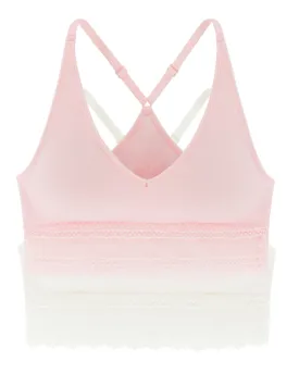 Dorina Dahlia Pink & Ivory Wire Free Bralette 2 Pack