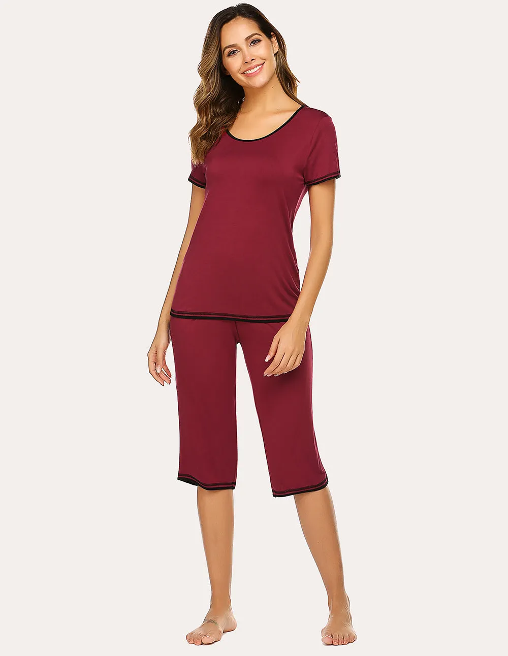 Ekouaer Tops and Capri Pants 2 Piece Pajamas Set (US Only)