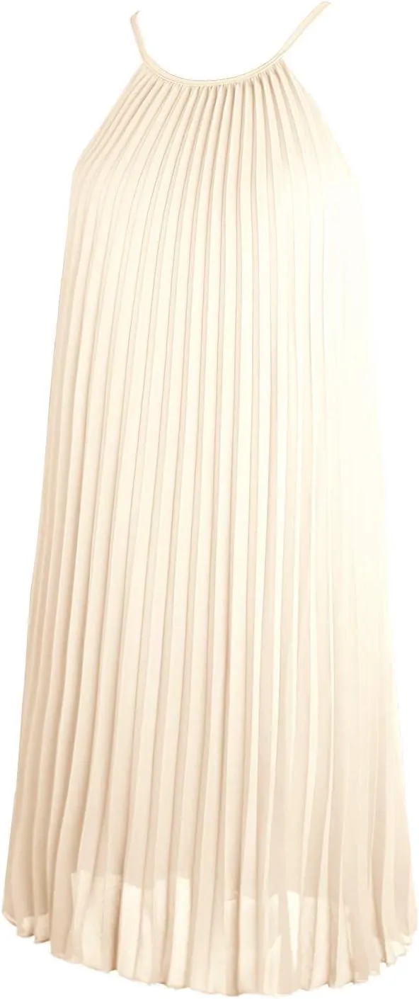 Ellames Women's 2024 Summer Spaghetti Strap Pleated Casual Swing Dress with Belt