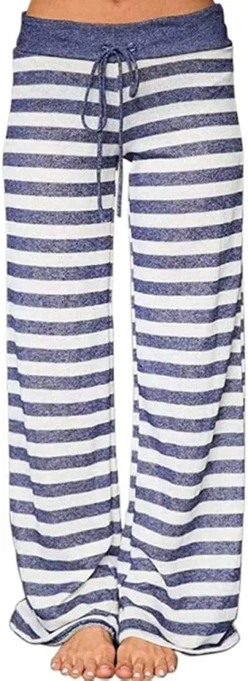 Elsofer Women's Pajama Lounge Pants Floral Print Comfy Casual Stretch Palazzo Drawstring Pj Bottoms Pants Wide Leg