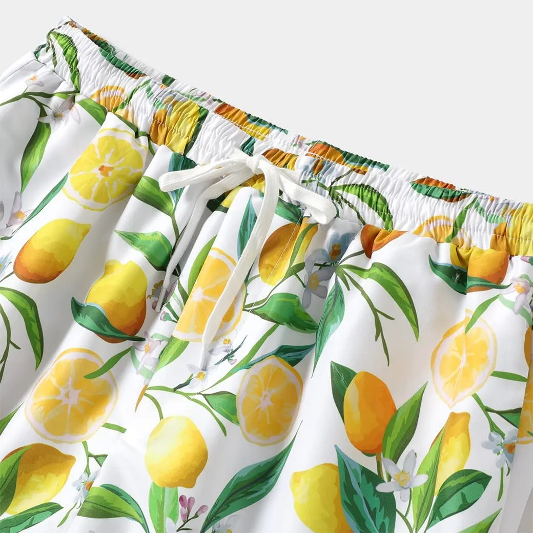 Family Matching V Neck Coconut Tree Printed Swimsuits