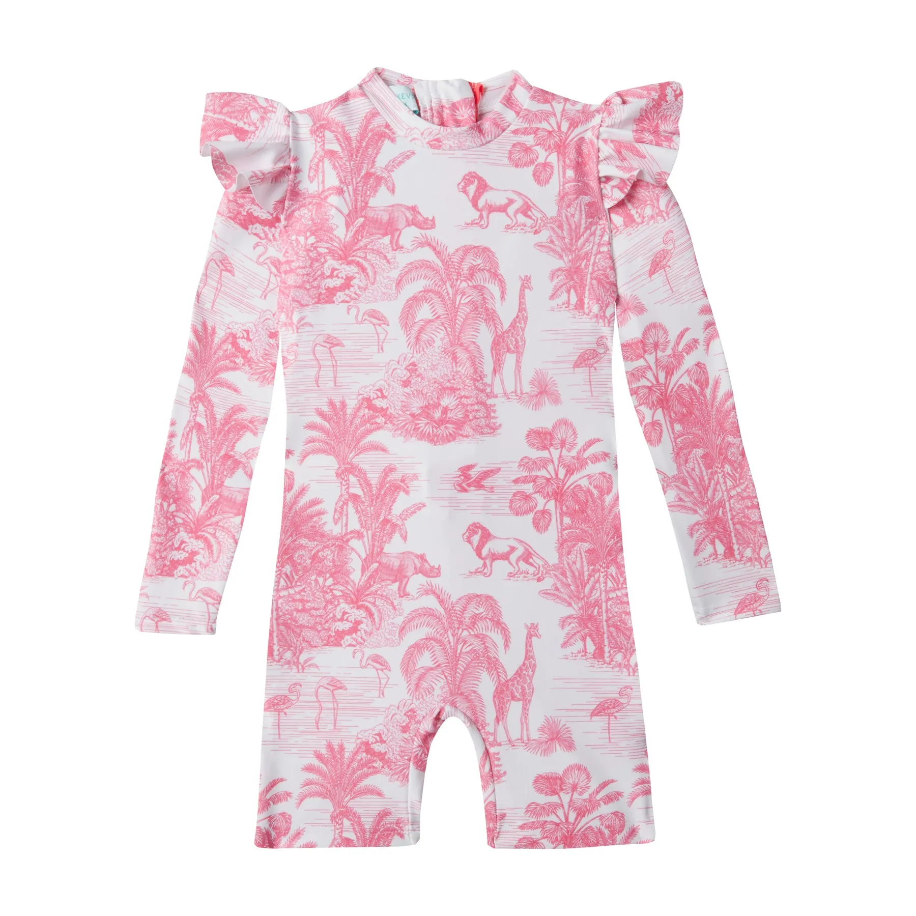 GIRL'S ONE PIECE BODYSUIT LONG SLEEVE JUNGLE PINK