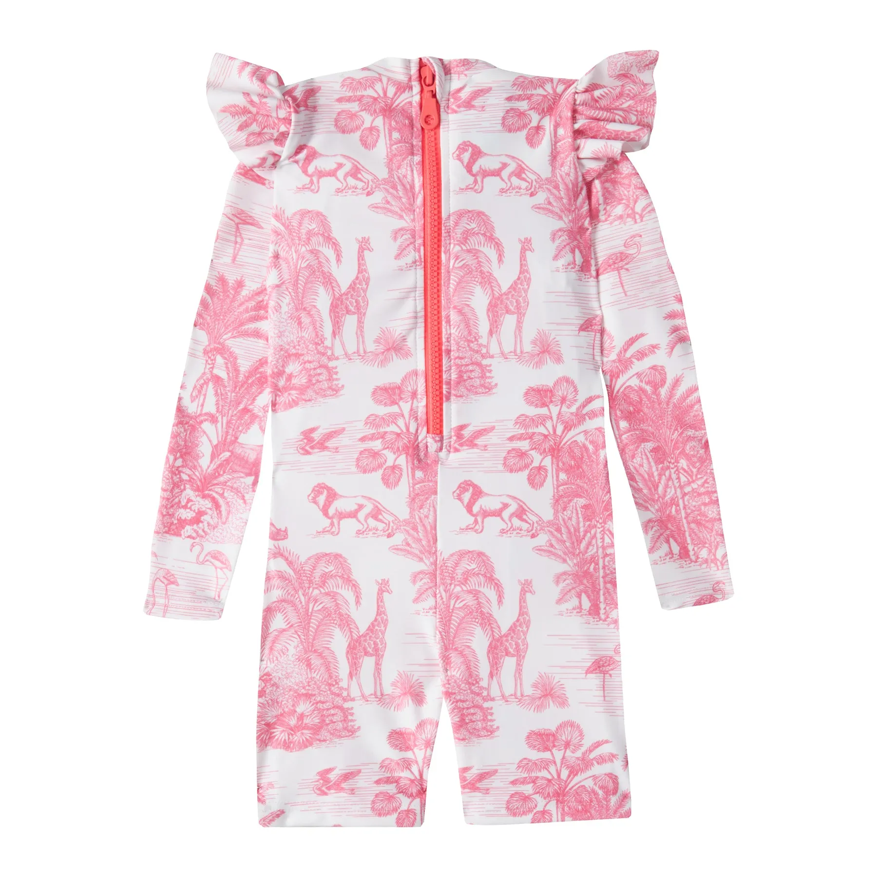 GIRL'S ONE PIECE BODYSUIT LONG SLEEVE JUNGLE PINK