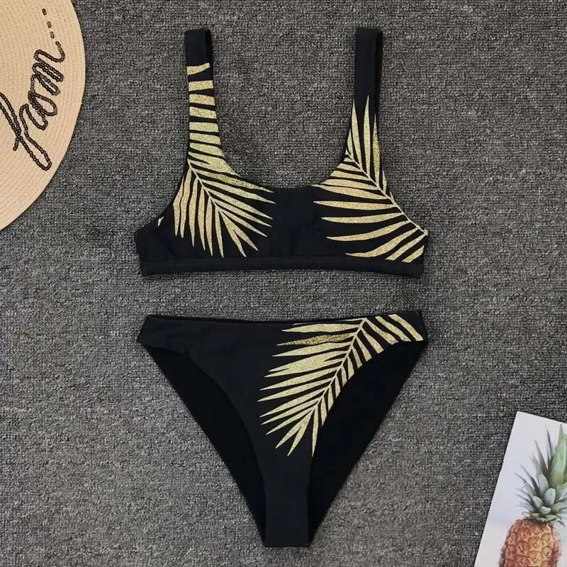 Golden Leaf High Waisted Bikini