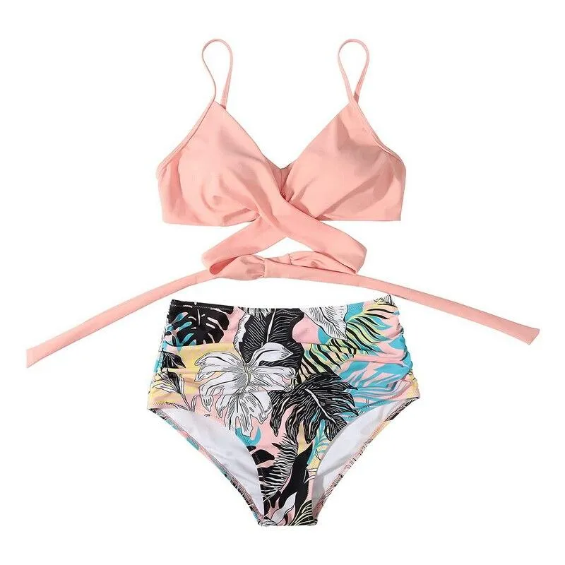Hot Women's High Waist Push Up Bikini With Floral Print