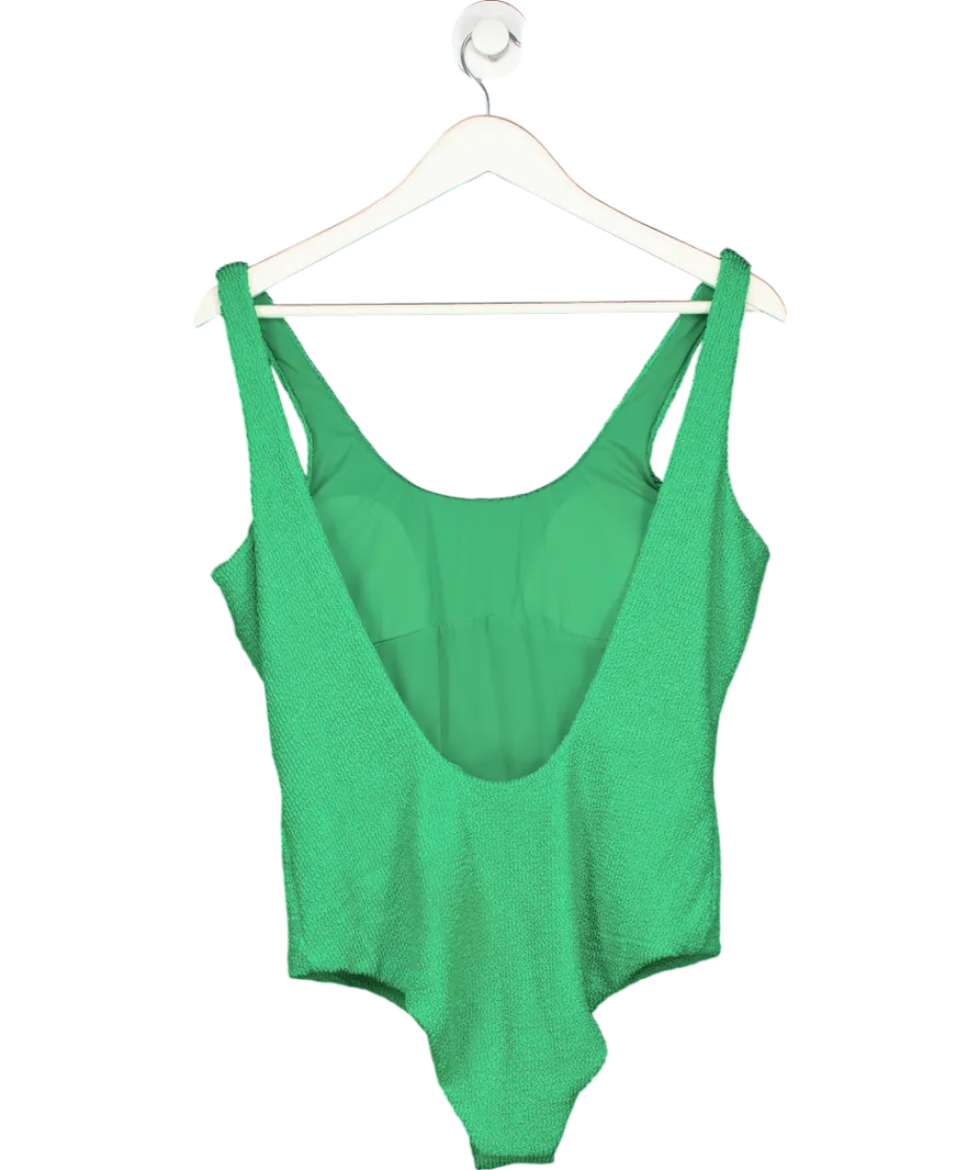 Its Now Cool Green Backless One Piece Crinkle Swimsuit UK XL