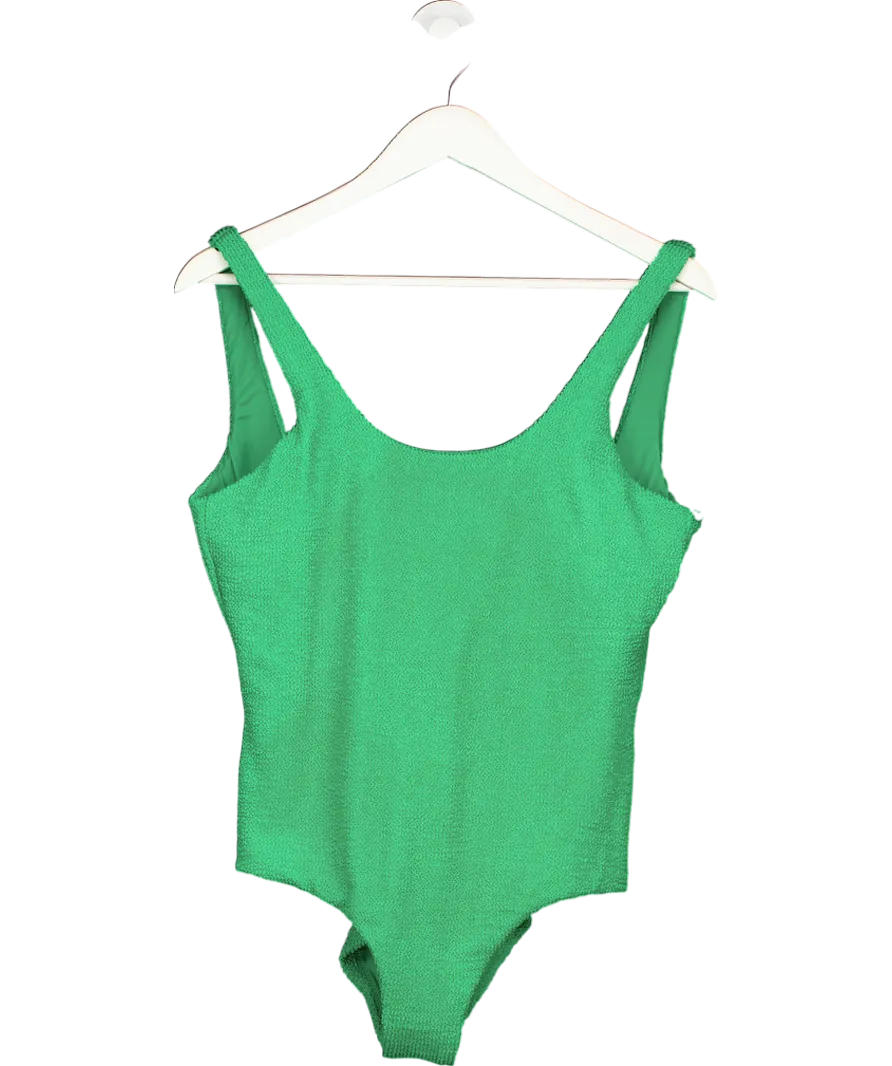 Its Now Cool Green Backless One Piece Crinkle Swimsuit UK XL