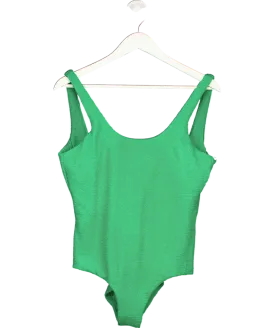 Its Now Cool Green Backless One Piece Crinkle Swimsuit UK XL