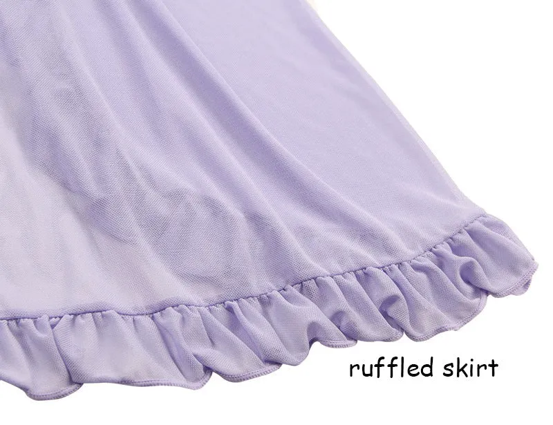 Lace Flower Embroidery Plus Size Ruffle Pajama Dress