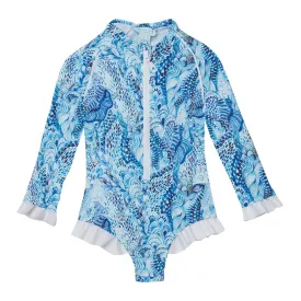 Long Sleeve Ruffles One Piece Waves