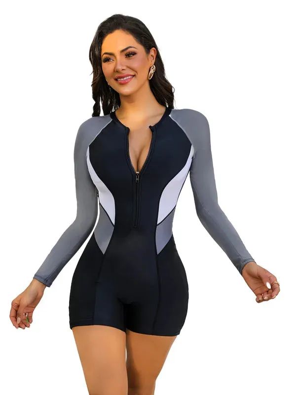 Long sleeve sun protection one piece swimsuit swimsuit with UV protection