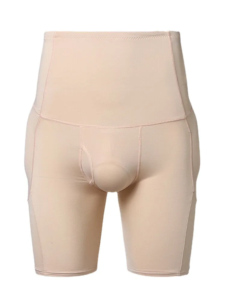 Men Butt Lifting Shapewear High Waist Tummy Control Slimming Boxer Short Detachable Padded Underwear
