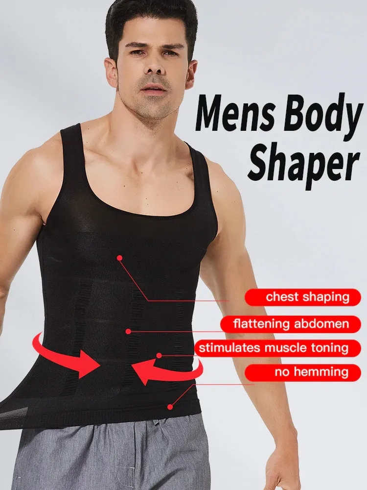 Men's Slimming Body Shaper Vest Shirt Abs Abdomen Slim【White Color】