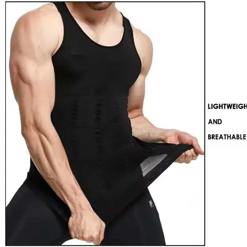 Men's Slimming Body Shaper Vest Shirt Abs Abdomen Slim【White Color】