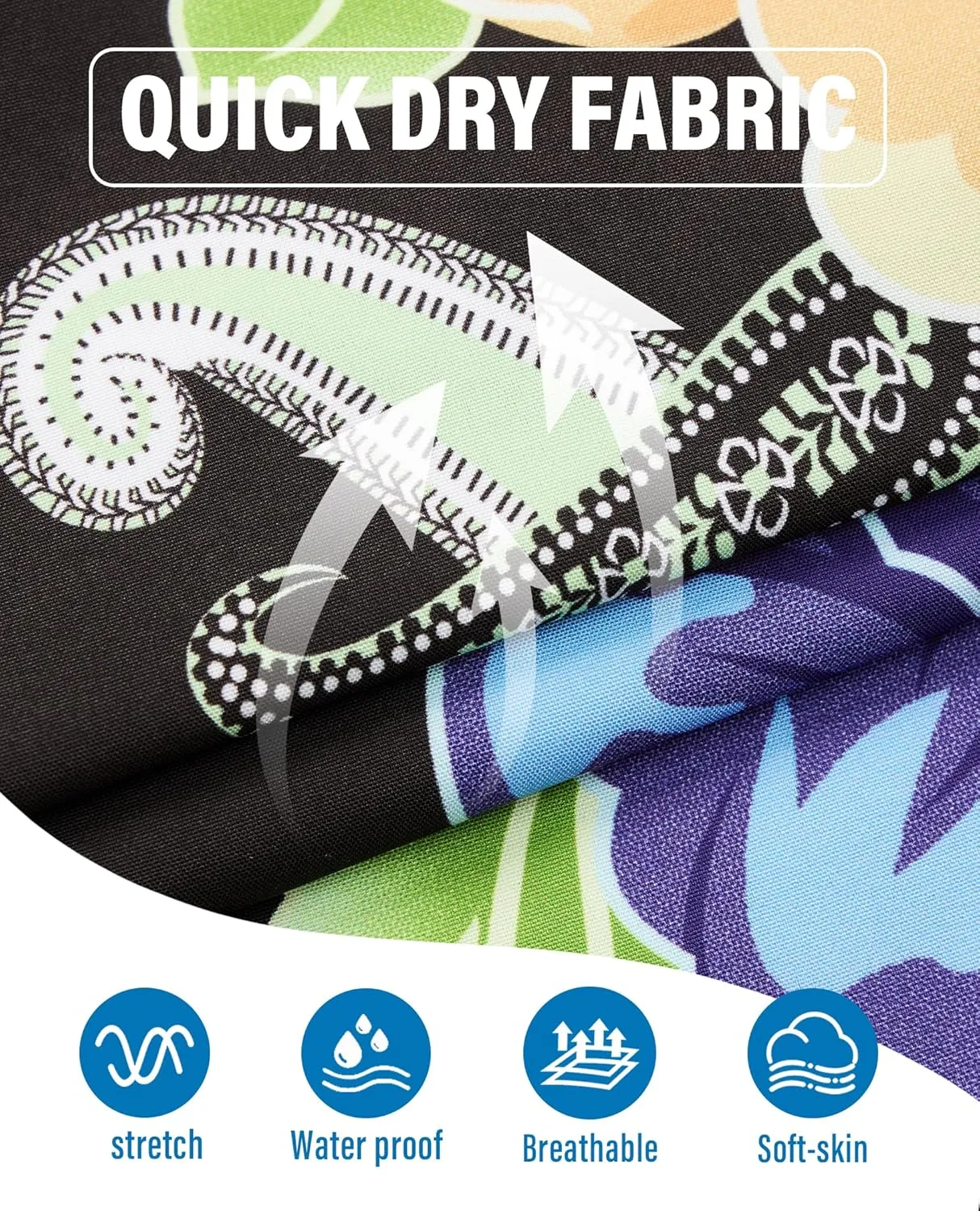 Men's Swim Trunks 9 Inch Printed Quick Dry Swim Shorts with Zipper Pocket No Liner Board Shorts Bathing Suit