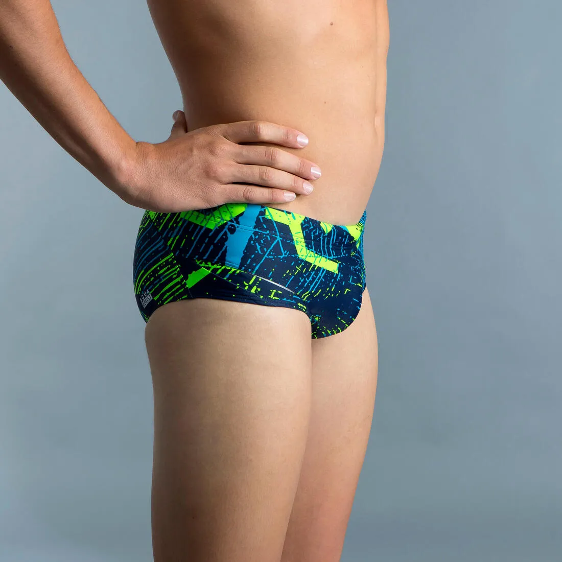 Men’s swimming square-cut trunks 900 koli green