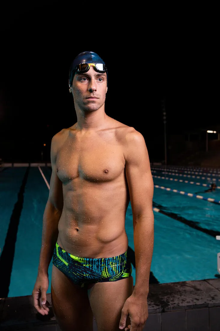 Men’s swimming square-cut trunks 900 koli green
