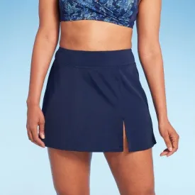 New - Lands' End Women's UPF 50 Tummy Control Swim Skirt - Navy Blue XS