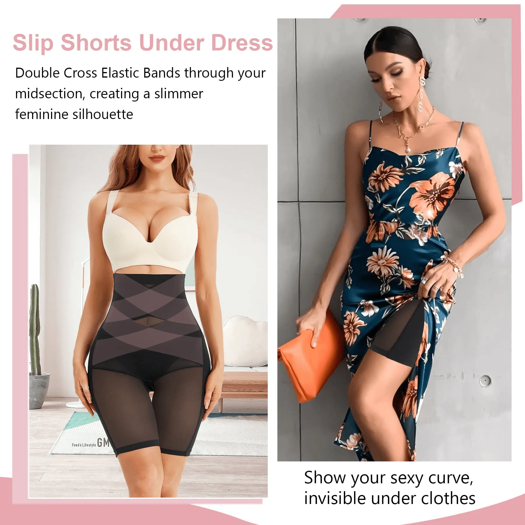 Nylon Material Breathable Cross Abdomen & Buttocks Shaping & Lifting Shorts
