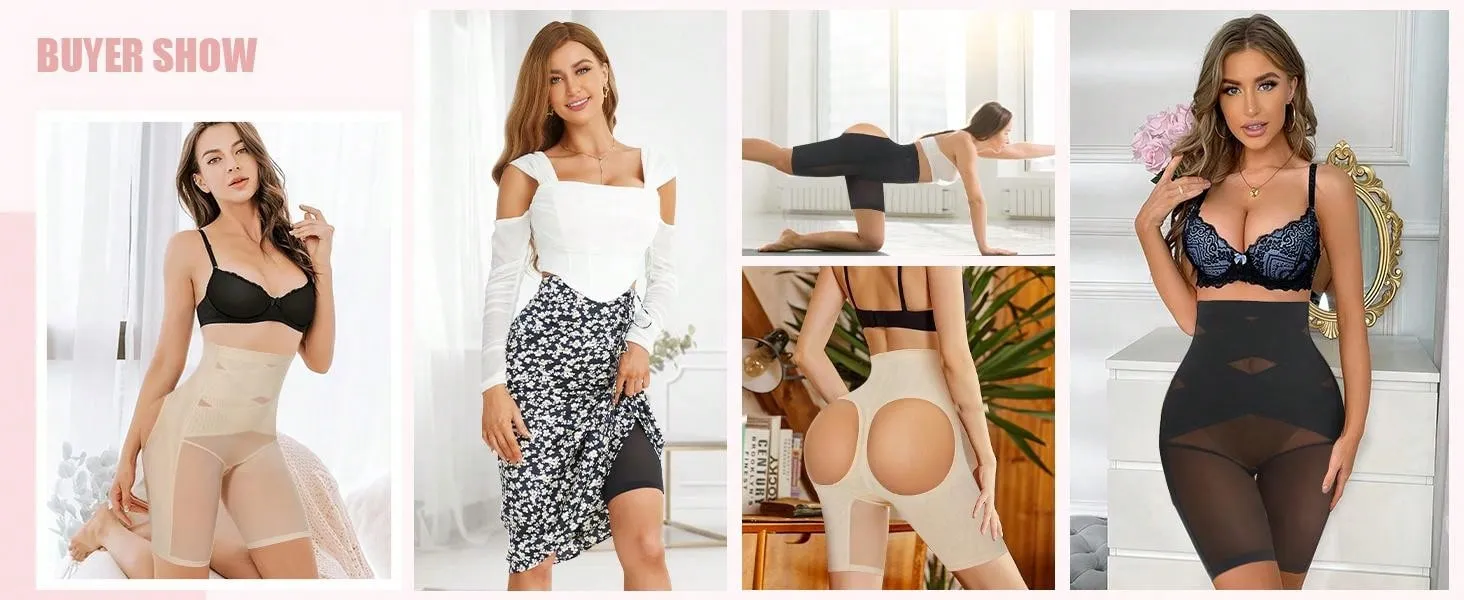 Nylon Material Breathable Cross Abdomen & Buttocks Shaping & Lifting Shorts