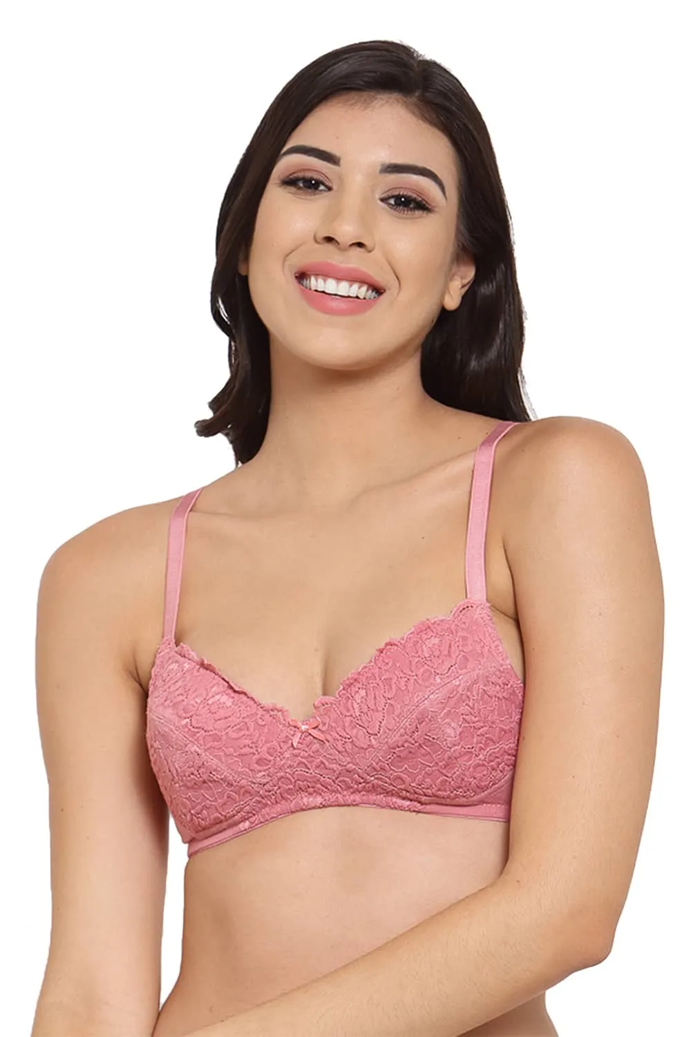 Organic Cotton Antimicrobial Laced Cushioned Padded  Bra-ISB106-Mauve-