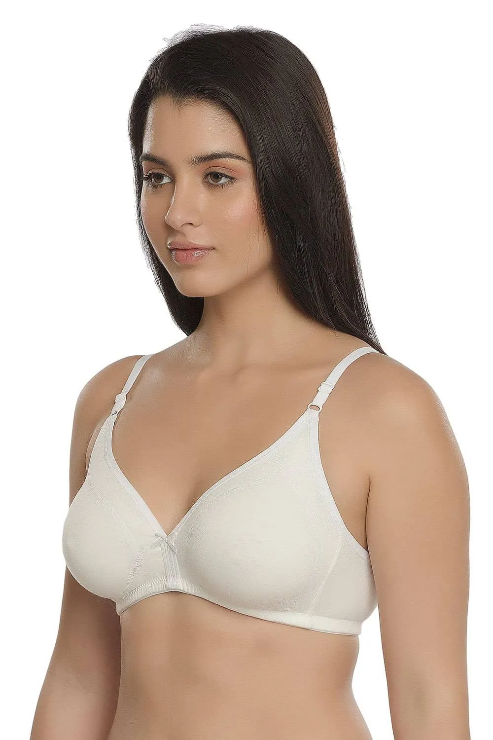 Organic Cotton Antimicrobial Seamless Triangular Bra with Supportive Stitch (Pack of 3)-ISB099-_M.White_M.White_Skin-