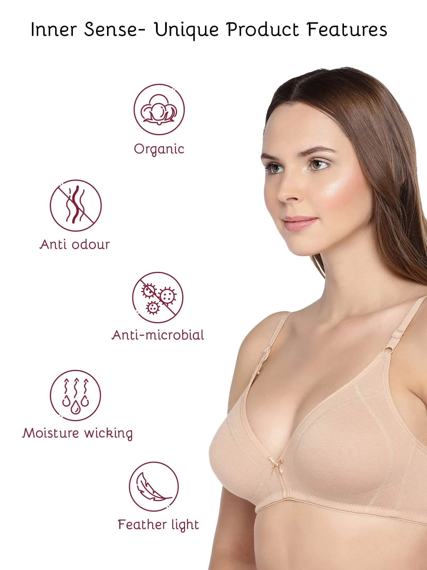 Organic Cotton Antimicrobial Seamless Triangular Bra with Supportive Stitch (Pack of 3)-ISB099-_M.White_M.White_Skin-