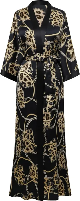 PRODESIGN Kimono Robe for Women - Long Satin Sleepwear Silky Kimono Cover-Up Nightgown Japanese Bathrobe Loungewear Blouse