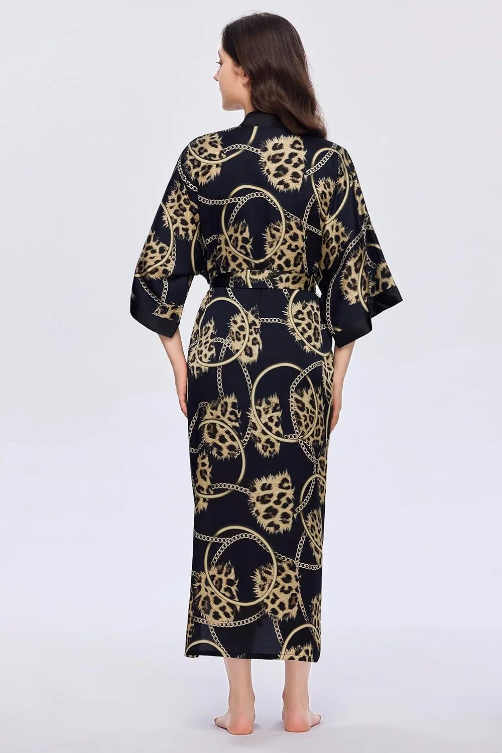 PRODESIGN Kimono Robe for Women - Long Satin Sleepwear Silky Kimono Cover-Up Nightgown Japanese Bathrobe Loungewear Blouse