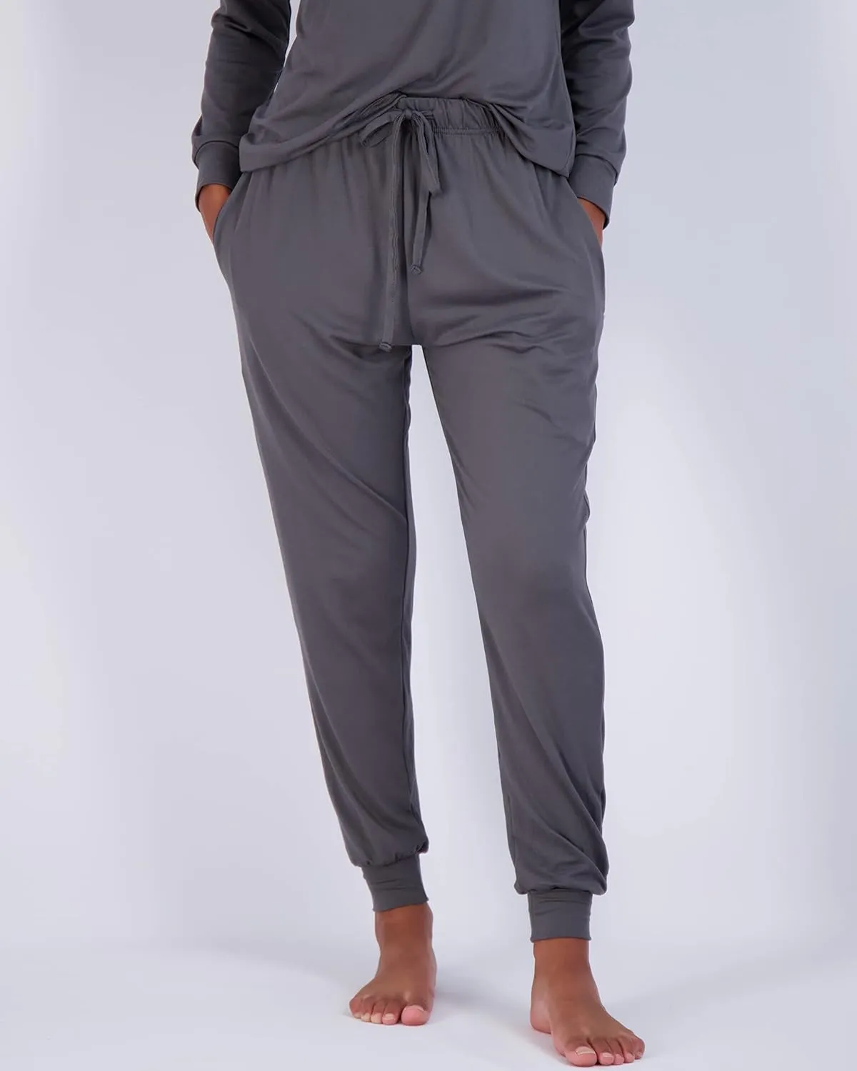 Real Essentials 2 Pack: Women's Soft Long Sleeve Sleep Set - Comfortable Lounge Pull Over Hoodie and Henley Jogger