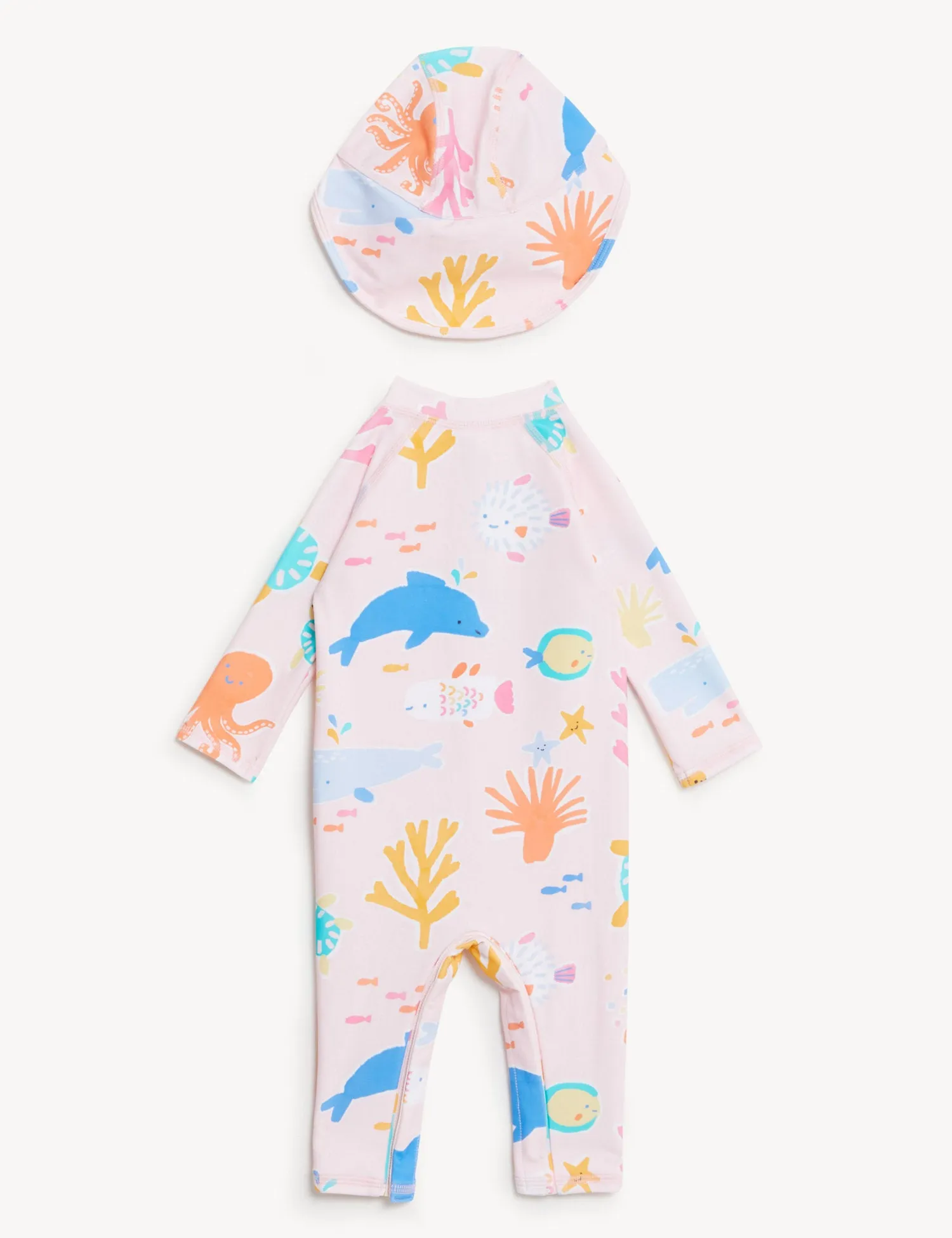 Sealife Long Sleeve Swimsuit & Hat Set