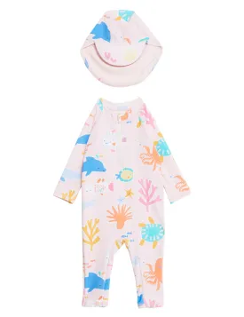 Sealife Long Sleeve Swimsuit & Hat Set