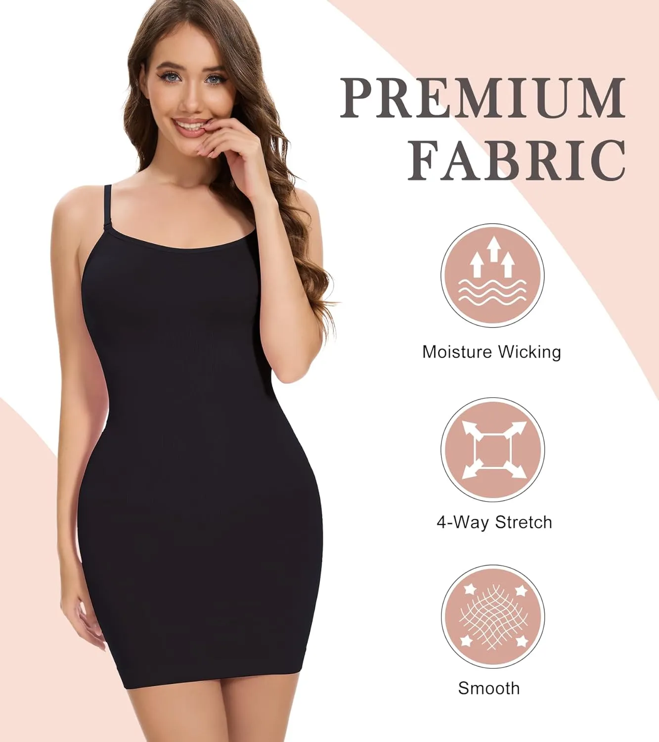 Shapewear Full Slip for Women Tummy Control Body Shaper Adjustable Spaghetti Strap Mini Dress for Under Dresses