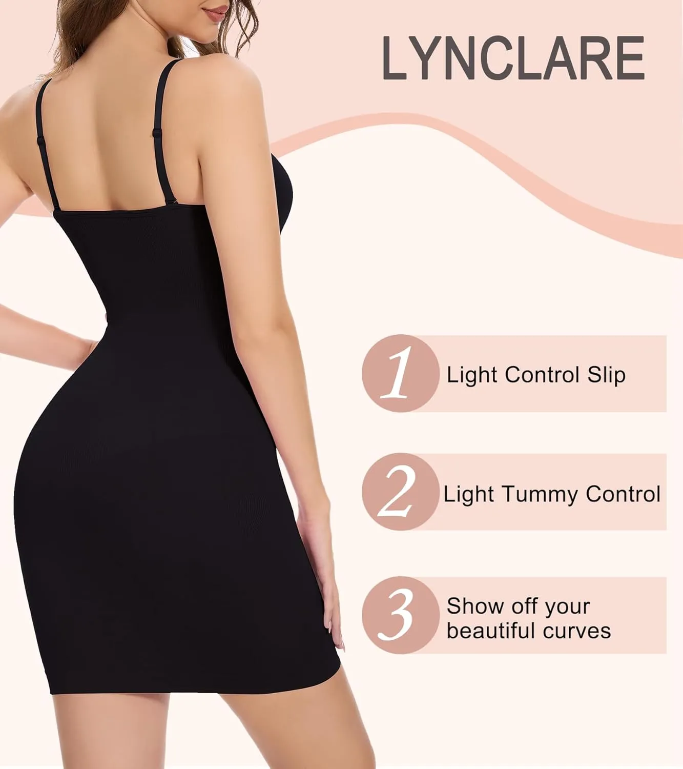 Shapewear Full Slip for Women Tummy Control Body Shaper Adjustable Spaghetti Strap Mini Dress for Under Dresses